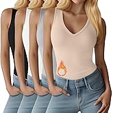 Oakgarden 4 Pack Women's Thermal Tank Tops Fleece Lined Reversible Sleeveless Base Layer V Neck or U Neck Warm Underwear Vest