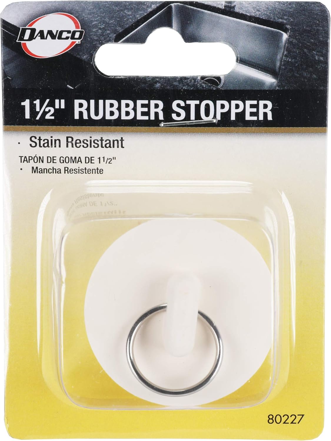 Danco 1-1/2 inch Rubber Drain Stopper, White, Carded, 80227 - Drain Catches - 