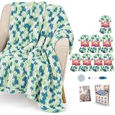 Aeelike Crochet Blanket Kit for Beginners,Mix Green Chenille Loop Yarn 800g | 8 Pack Soft Preformed Loop Yarn, No Tools Needed, Step-by-Step Tutorial, Quick Easy to Knitting Blankets,Ideal Craft Gift