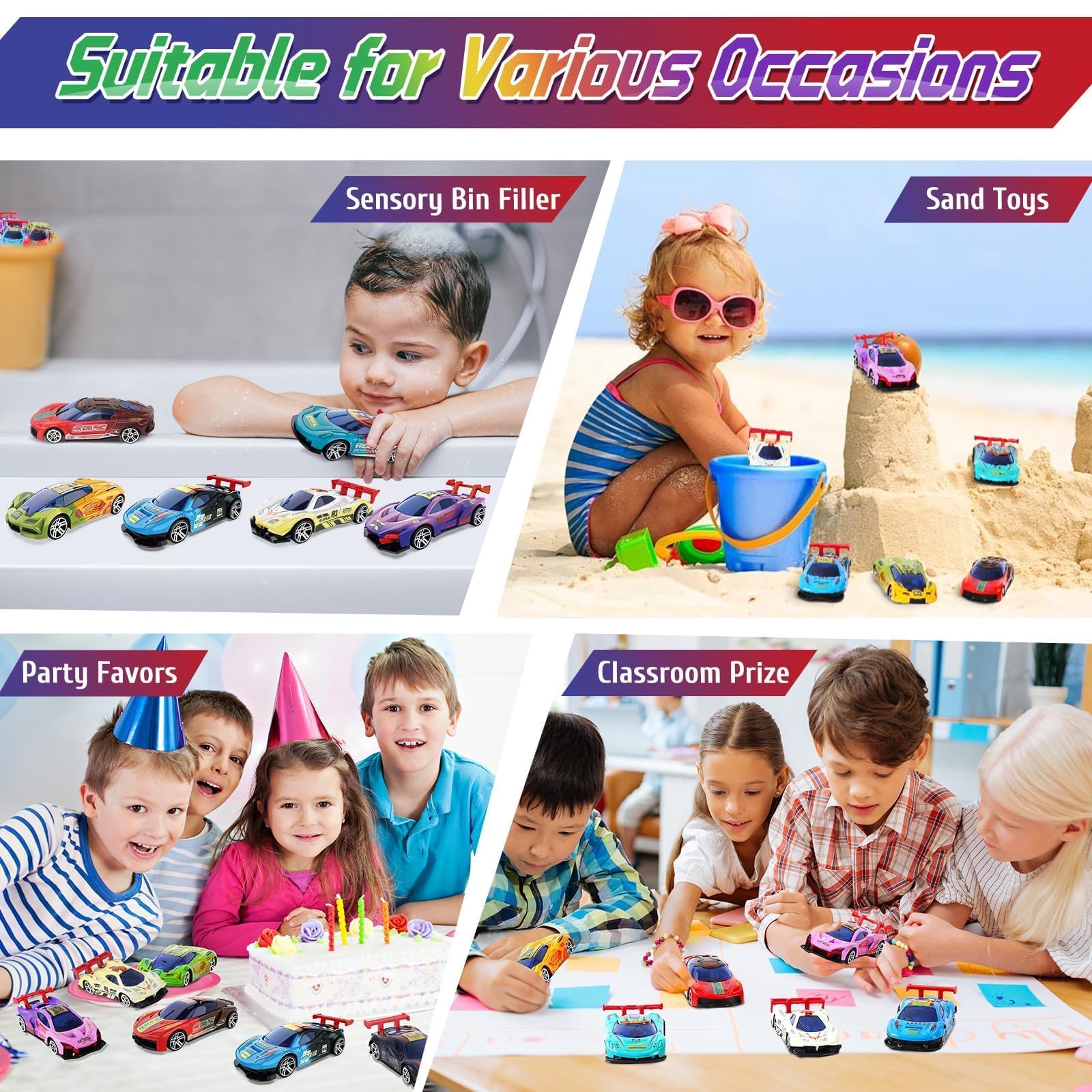 Color Changing Cars Toys Bath Toys for Kids Ages 1-3 4-8 Christmas Stocking Stuffers Gifts for Kids Grandkids Pool Water Toys Boys Christmas Birthday Gifts Car Sensory Die-Cast Toys