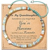 LAVEIR Gifts for Teen Girls, Amazonite Heart Bracelet with Inspirational Card, Adjustable Natural Stone Jewelry for Granddaughter Daughter Niece on Birthday Christmas
