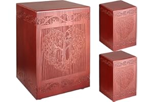 ADMLC Wooden Cremation Urn for Human, Wood Handmade Engraved Decorative Box, Funeral Urns for Adult Male Female Burial or Memorial Keepsake, Urns for Ashes Men Women