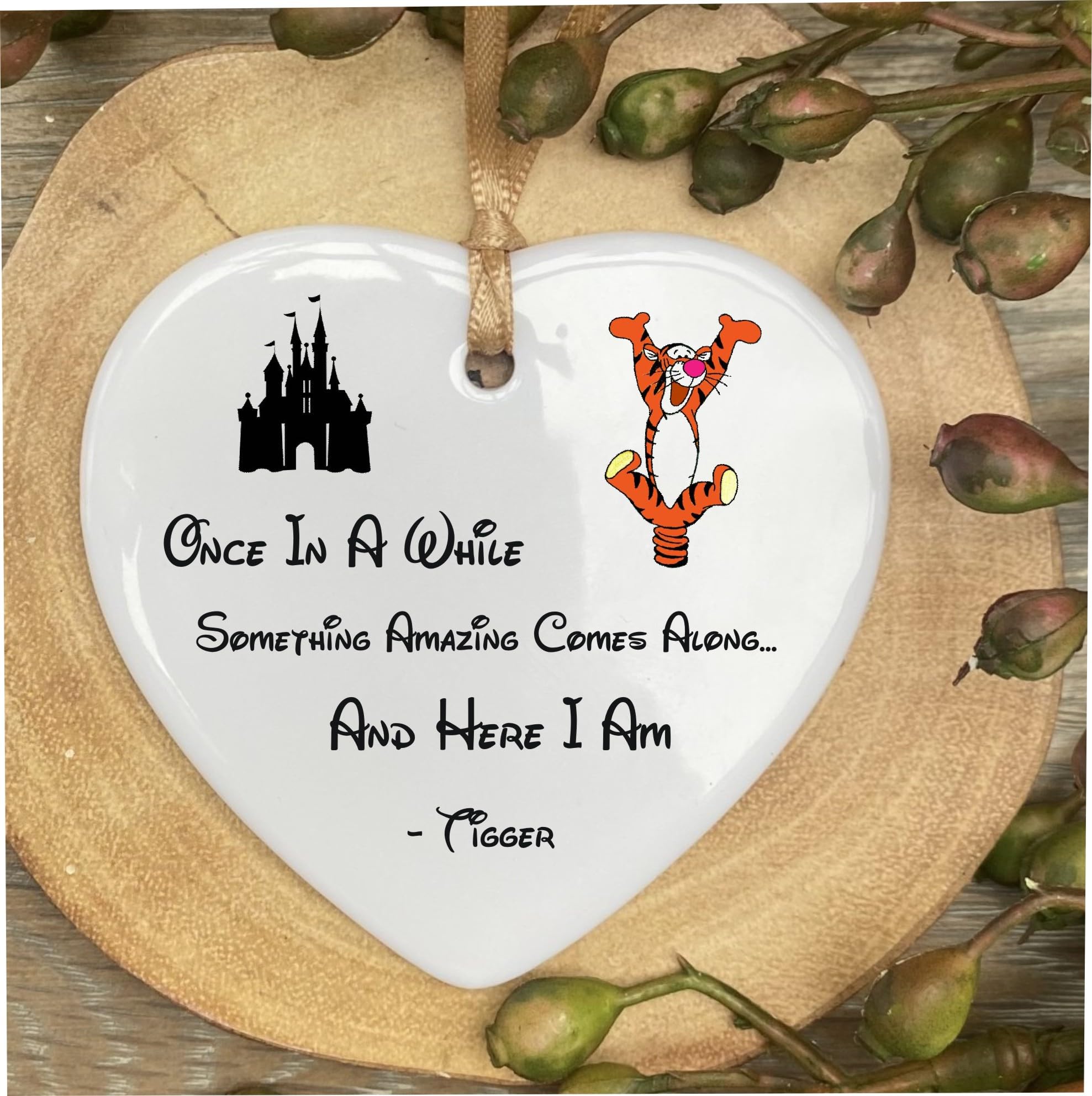 Tigger Winnie The P Walt D Quote Ceramic Heart Shape Plaque Gift Sign cr1