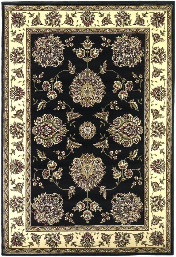 Area Rug 7x7 Octagon Traditional Black Color Kas