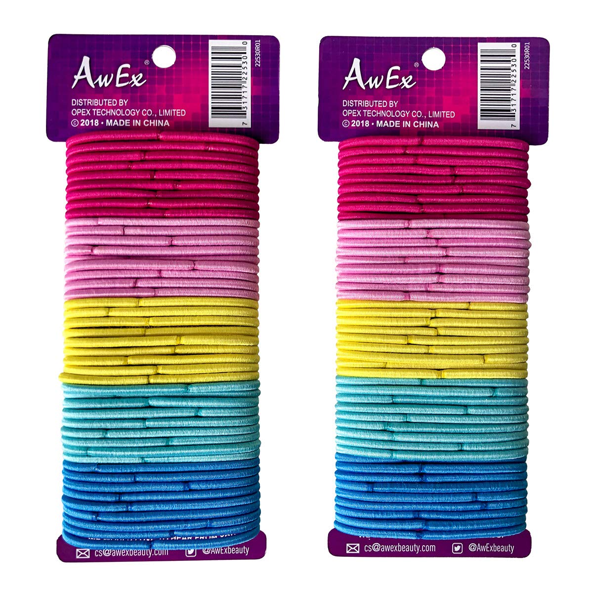 AwEx Color Hair Ties,90 PCS, 3 mm THIN Hair Bands for FINE Hair,No Metal Hair Elastics,Colorful Ponytail Holders