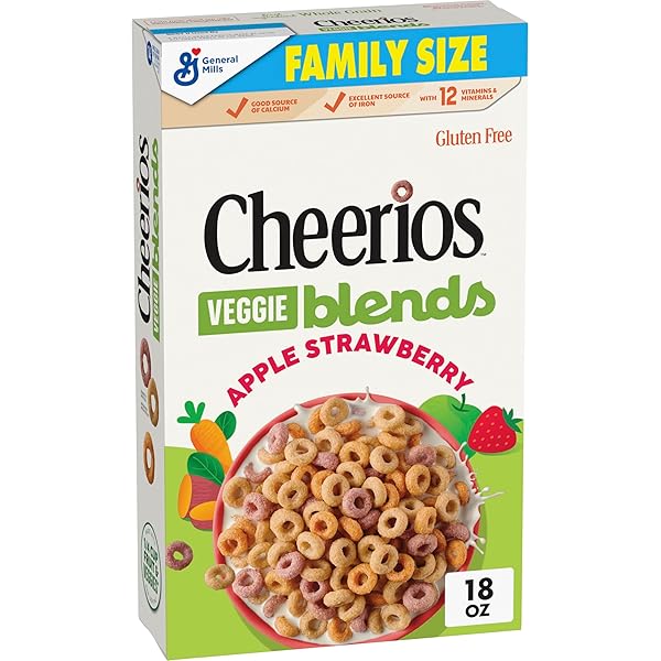 CHEERIOS VEGGIE BLENDS BREAKFAST CEREAL, APPLE STRAWBERRY, MADE...