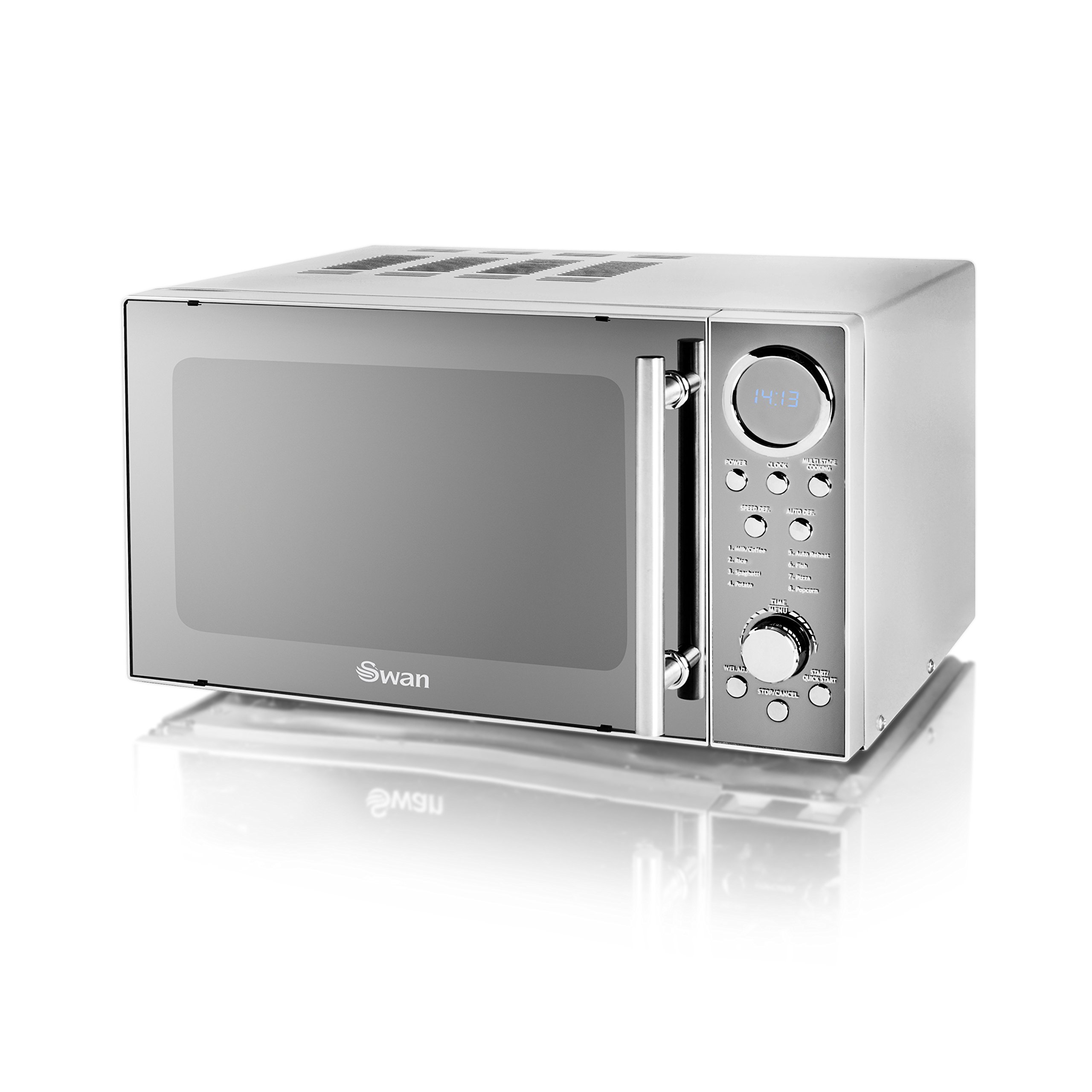 Swan SM3080N Digital Solo Microwave with 10 Power Levels, 800W, 20 Litre, Silver