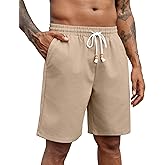 COOFANDY Mens Linen Shorts Casual Drawstring Elastic Waist Lightweight Summer Vacation Beach Shorts