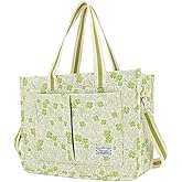 UERRUAM Tote Bag for Women with Pockets,Large Corduroy Crossbody Purse for Laptop,Work,College,Everyday,Travel