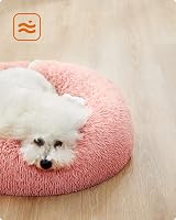 Feandrea Donut Dog Bed Pink 70 cm Soft Plush Removable Cover view 3