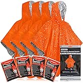 aZengear Emergency Survival Poncho (4pc) Foil Blanket to Keep You Dry and Warm from Rain, Snow for Outdoor Activity, Camping 
