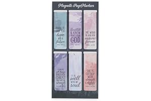 Christian Art Gifts Set of 6 Beloved Scripture Favorites with Abstract Scenic Bookmark Rectangular Folded Magnetic Pastel Design Inspirational Magnetic Bible Verse Bookmark, Size Small 2.3" x 0.8"