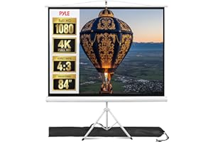 Projector Screen 84" with Floor Standing Portable Fold-Out Roll-Up Tripod Manual, Mobile Movie Screen, Home Theater Cinema We