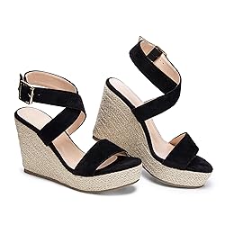 Womens Cross Strap Wedge Sandals Espadrille