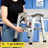 KADAX Aluminium Folding Step Ladder 125kg Non-Slip Double-Sided 2 Step Household view 6
