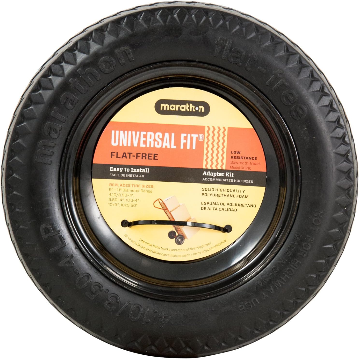 Marathon 00210 Universal Fit, Flat Free, Hand Truck All Purpose Utility Tire, 4.10/3.50-4": Garden & Outdoor