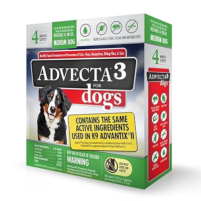 Advecta 3 Flea and Tick Topical Treatment, Flea and Tick Control For Dogs, Medium 11-20 lbs, 4 Month Supply