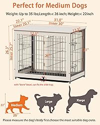 Piskyet Wooden Dog Crate Furniture with Divider