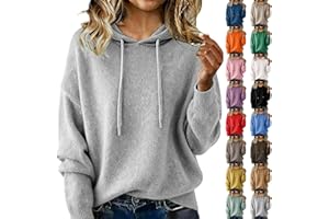 gkzlzk Warm Cashmere Sweaters for Women Crew Neck Soft Wool Hoodies Winter Cozy Knitted Oversized Drawstring Hooded Pullover