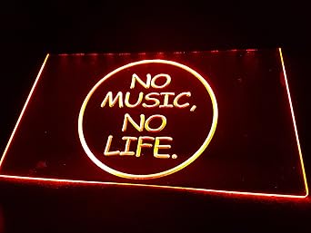 NO MUSIC No LIFE Leuchtschild LED Neu Schild Laden Reklame Neon Neonschild BAR DISCO ON Air TV Radio