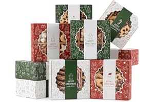 ZICOTO Beautiful Christmas Cookie Boxes Set Of 9 - Cute Containers Are Perfect To Share Delicious Homemade Cookies, Candy Or Cupcakes With Friends & Family - Sturdy Tins With Lids For Holiday Gift Giving