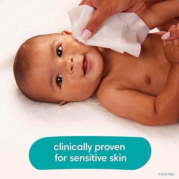 PAMPERS BABY WIPES, SENSITIVE, WATER BASED WIPE, CLINICALLY PROVEN, HYPOALLERGENIC, AND UNSCENTED FOR BABIES, 336 WIPES TOTAL (4 FLIP-TOP PACKS)