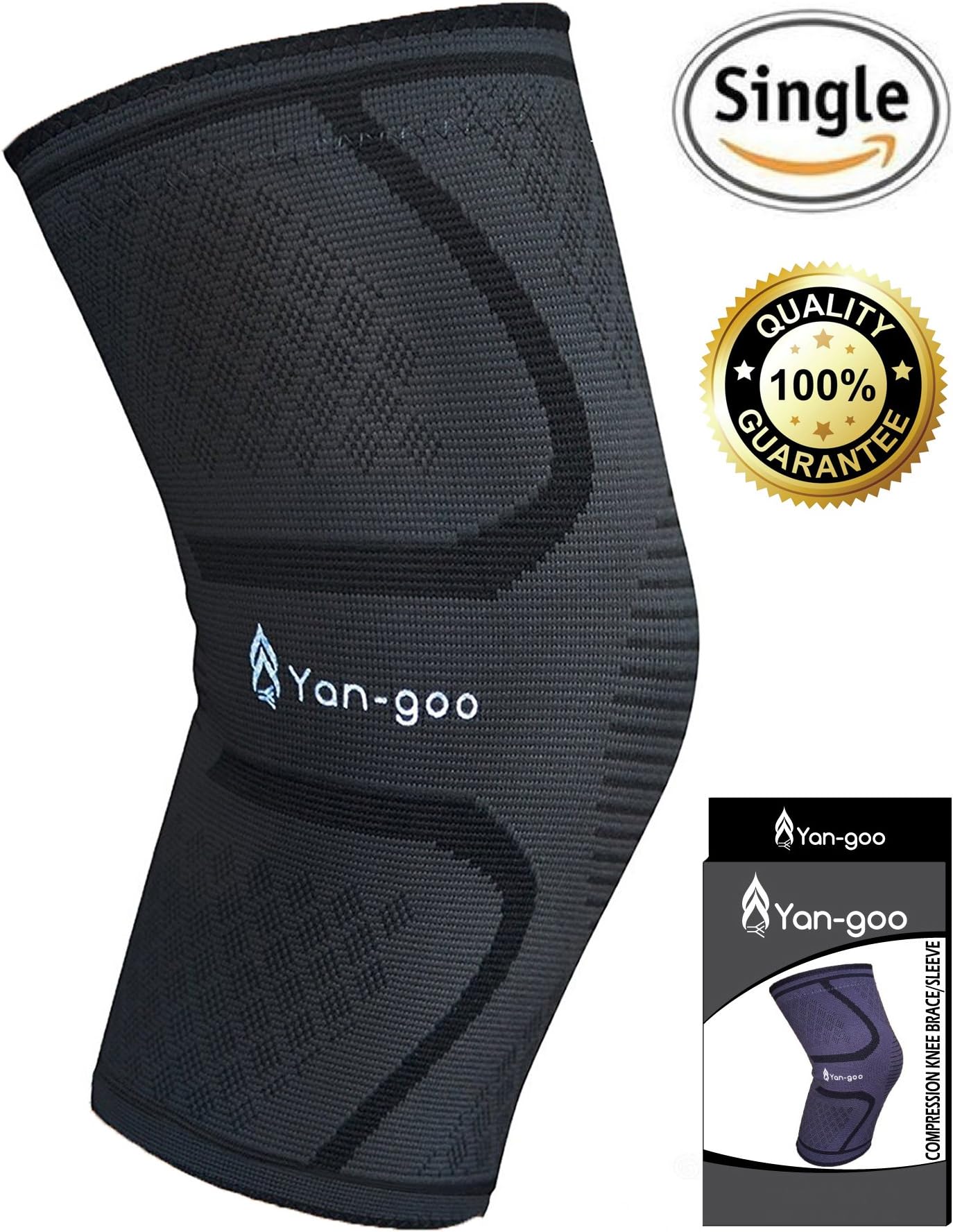 Mrest Knee Sleeve Compression Knee Support for Running Meniscus Tear Crossfit Sports - Knee Compression Sleeve for Men and Women - Single