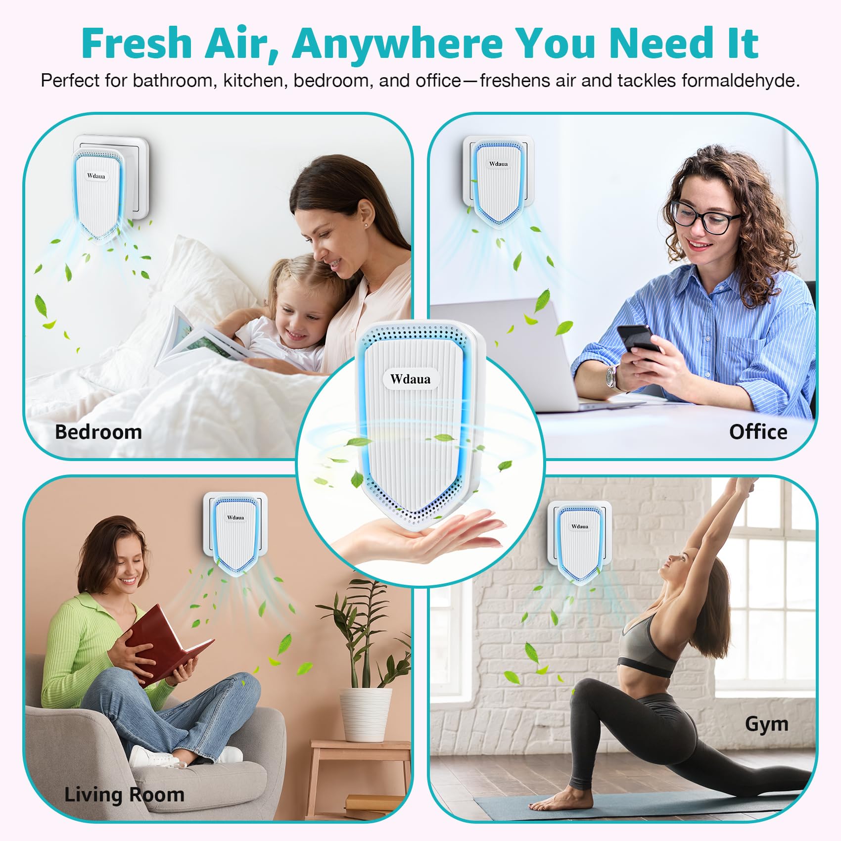 Plug-In Air Purifier 4 Pack Negative Ion Air Purifiers Ionizer for Home, Bedroom, Office, Basement Kitchen Air Freshener Odor Reducer Pets Smoke Smell (4)