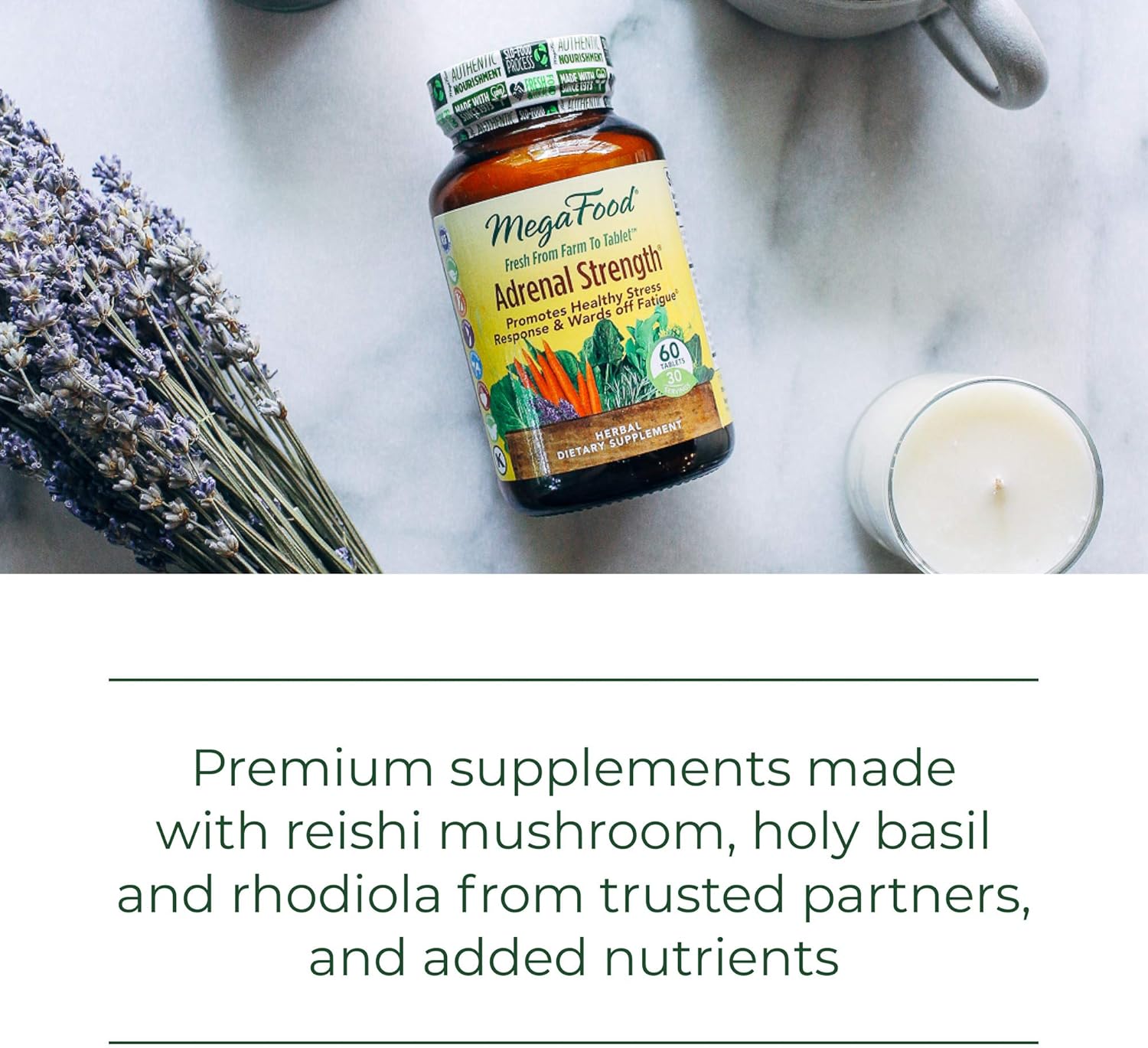 MegaFood, Adrenal Strength, Supports a Healthy Stress Response, Herbal Supplement Vegetarian, 60 Tablets (30 Servings): Health & Personal Care