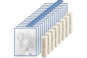 DRIAMOR 16 Pack Large Filter Cartridges for Aqueon Power Filter Models 20, 30, 40, 50 and 75, for QuietFlow E Internal Size 40, Canister Filter Size 200,300,400, for Large Zilla Filter (+8 Pack Filter Pads)
