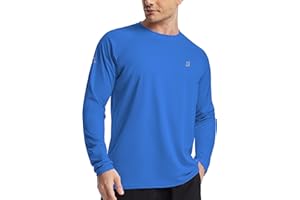 Roadbox Men's UPF 50+ Swim Rash Guard, Long Sleeve UV Sun Protection SPF Water Shirts Quick Dry for Outdoor Fishing Hiking