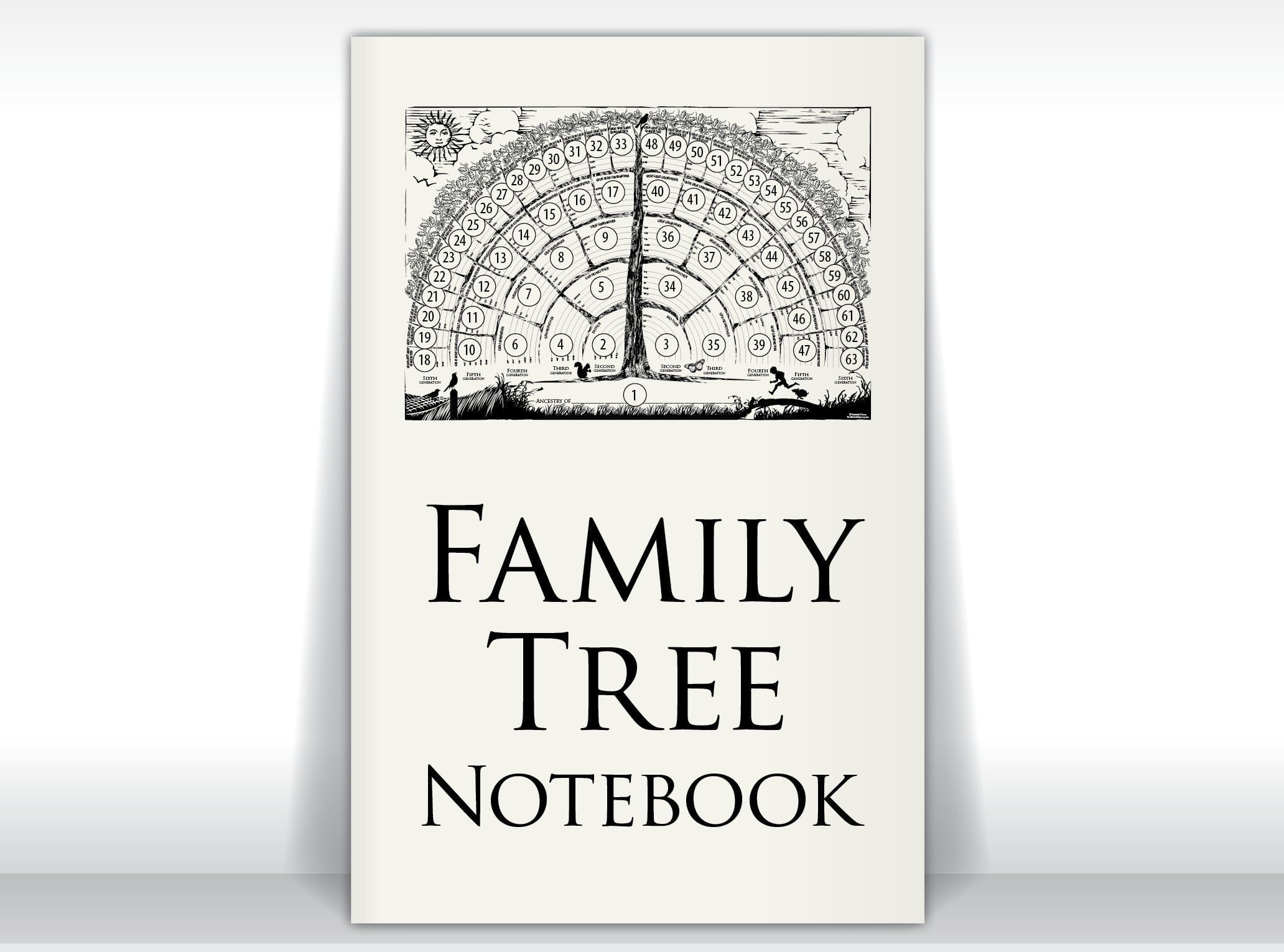 Family Tree Notebook, 2-books-per-order gifts for baby, men, women, grandparents, in-laws, children for genealogy memories/ancestor stories.