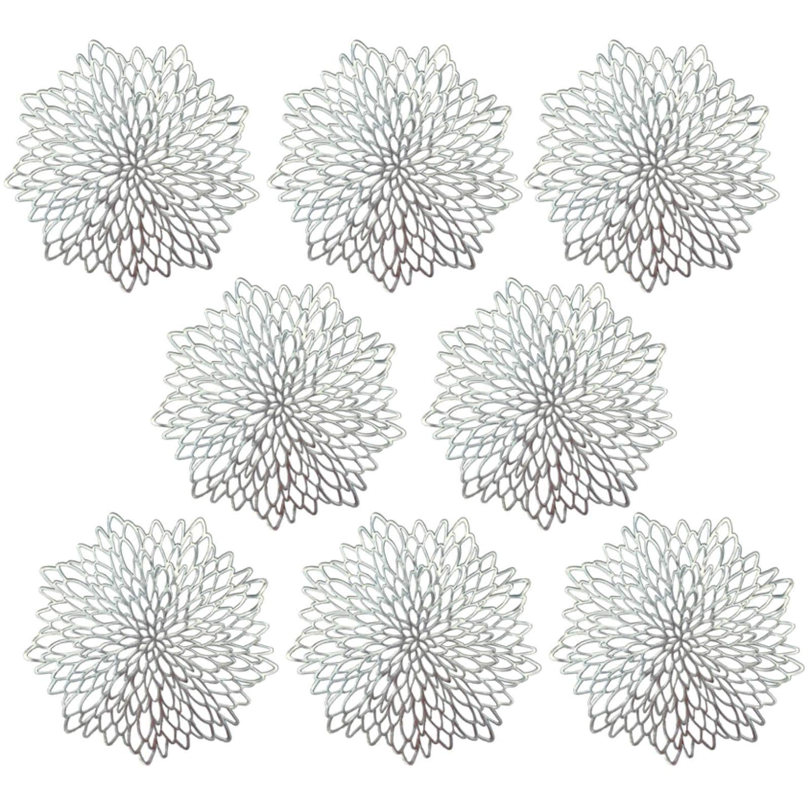 Place mats, PVC place mats, set of 8, PVC decorative table pad, washable place mats, heat resistant hollow insulation Coaster Sets, heat resistant placemats for Christmas, wedding decoration, golden