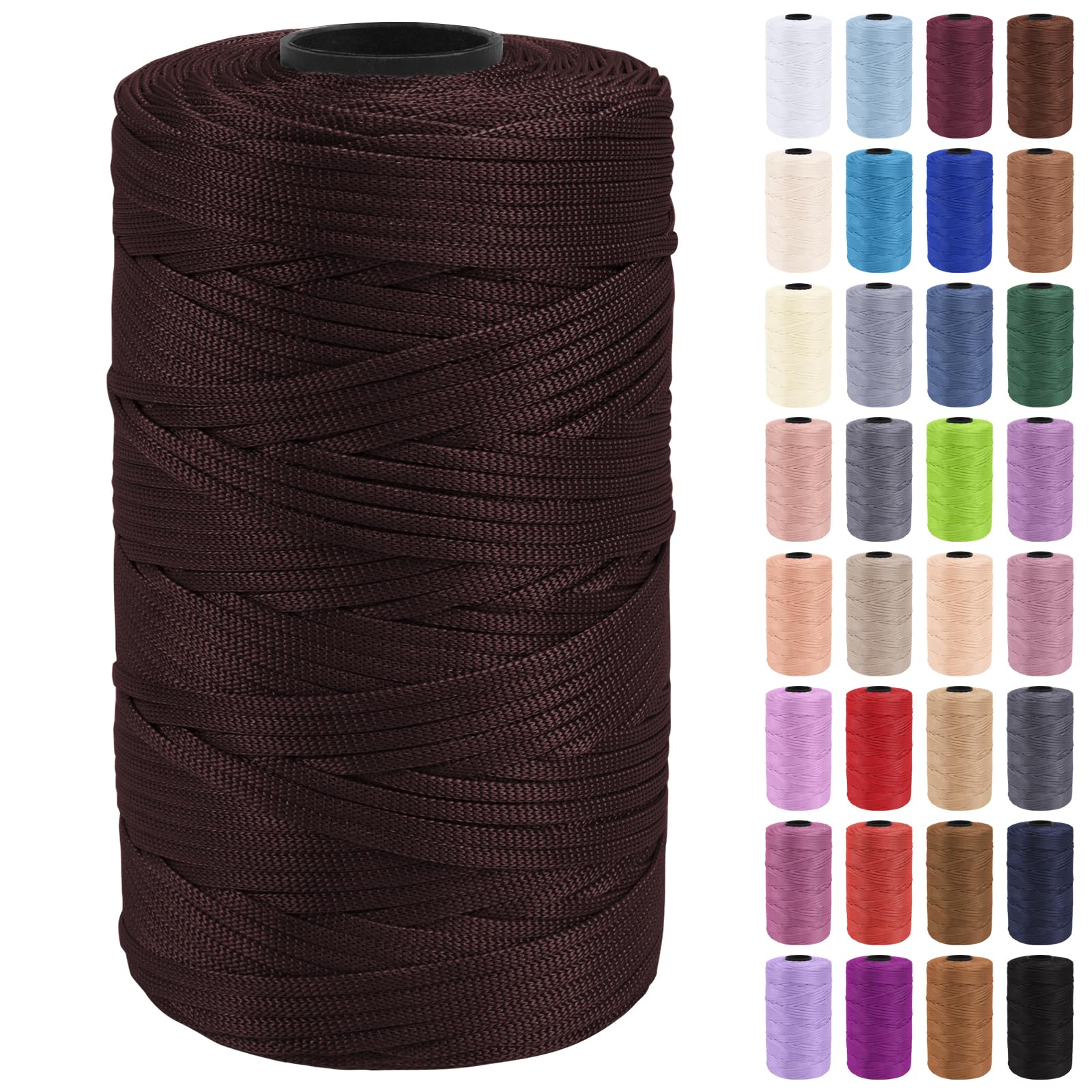 Uiopa Macrame Cord 3mm x 200m Polypropylene Flat Macrame String Crochet Yarn for Handbags, Shopping Bags, Sun Hats, Shoes, Carpets, DIY Crafts, Decorative Projects