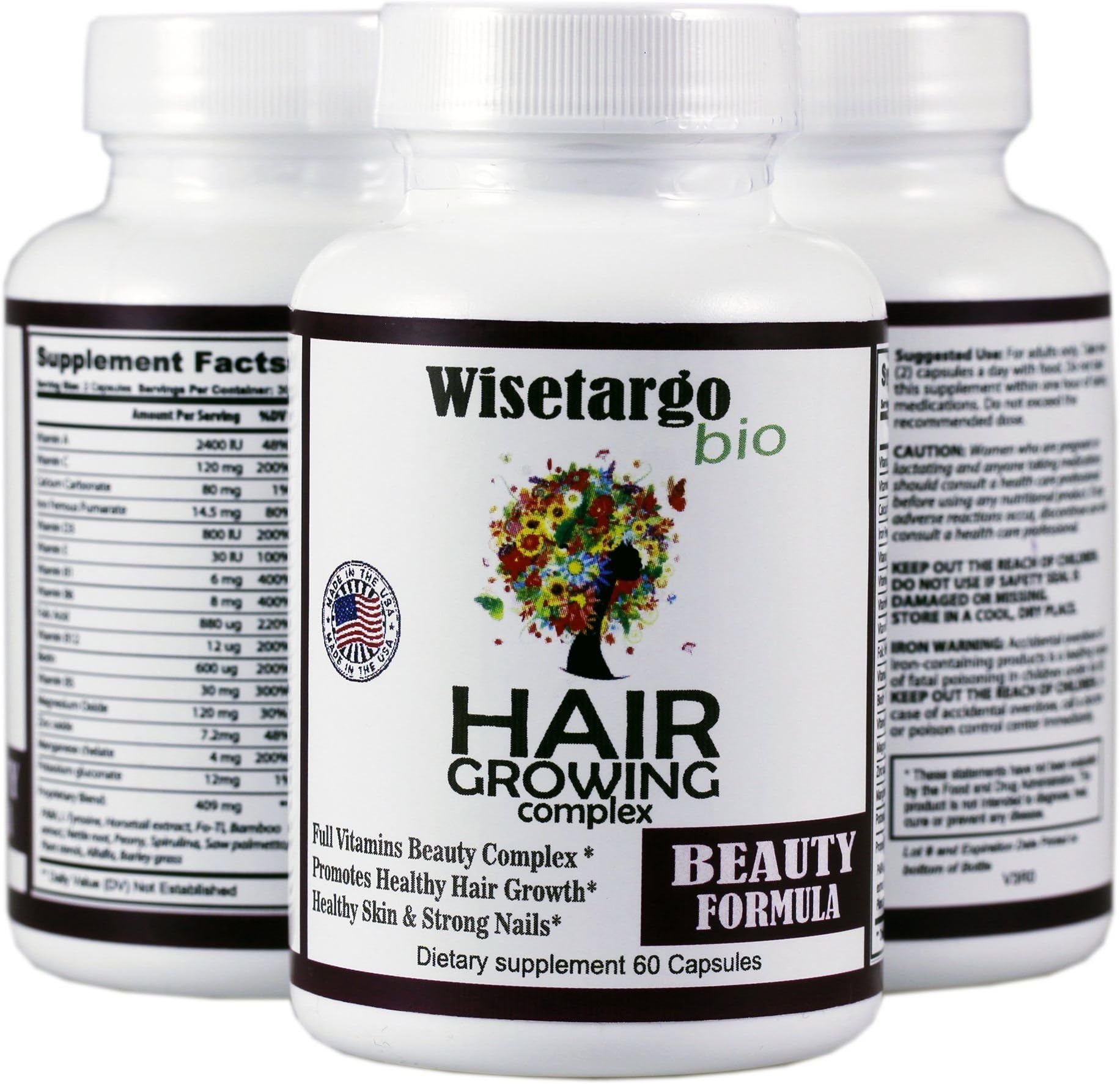 Hair Growth Formula For Longer, Stronger, Healthier Hair, Natural Hair Growth Ingredients, Made in USA