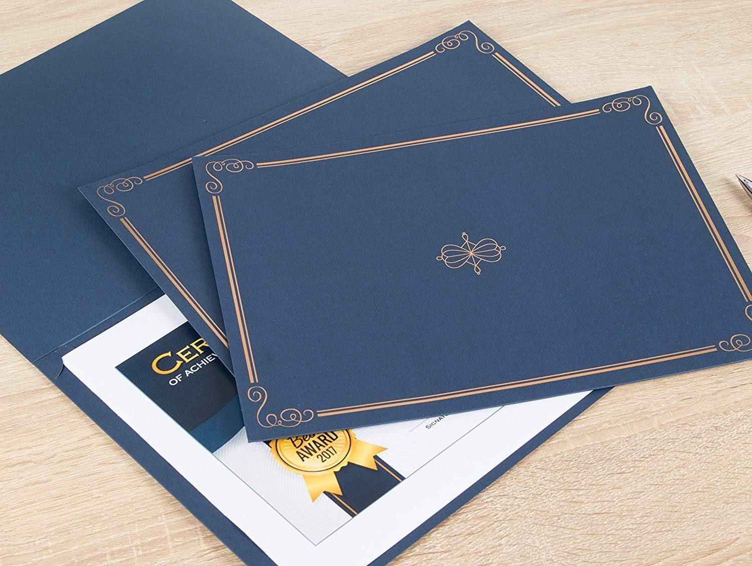 24 Pack Certificate Holders, Diploma and Document Cover with Gold Foil Border, Holds 11 x 8.5 Inches Letter Sized Awards, Navy Blue: Home & Kitchen