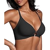 DEANGELMON Front Closure Bras for Women Racerback Bra No Underwire Seamless Push Up T-Shirts Bras Supportive Womens Bralettes