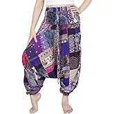 LOFBAZ Harem Yoga Pants for Women Patchwork Boho Hippie Bohemian Aladdin Unisex