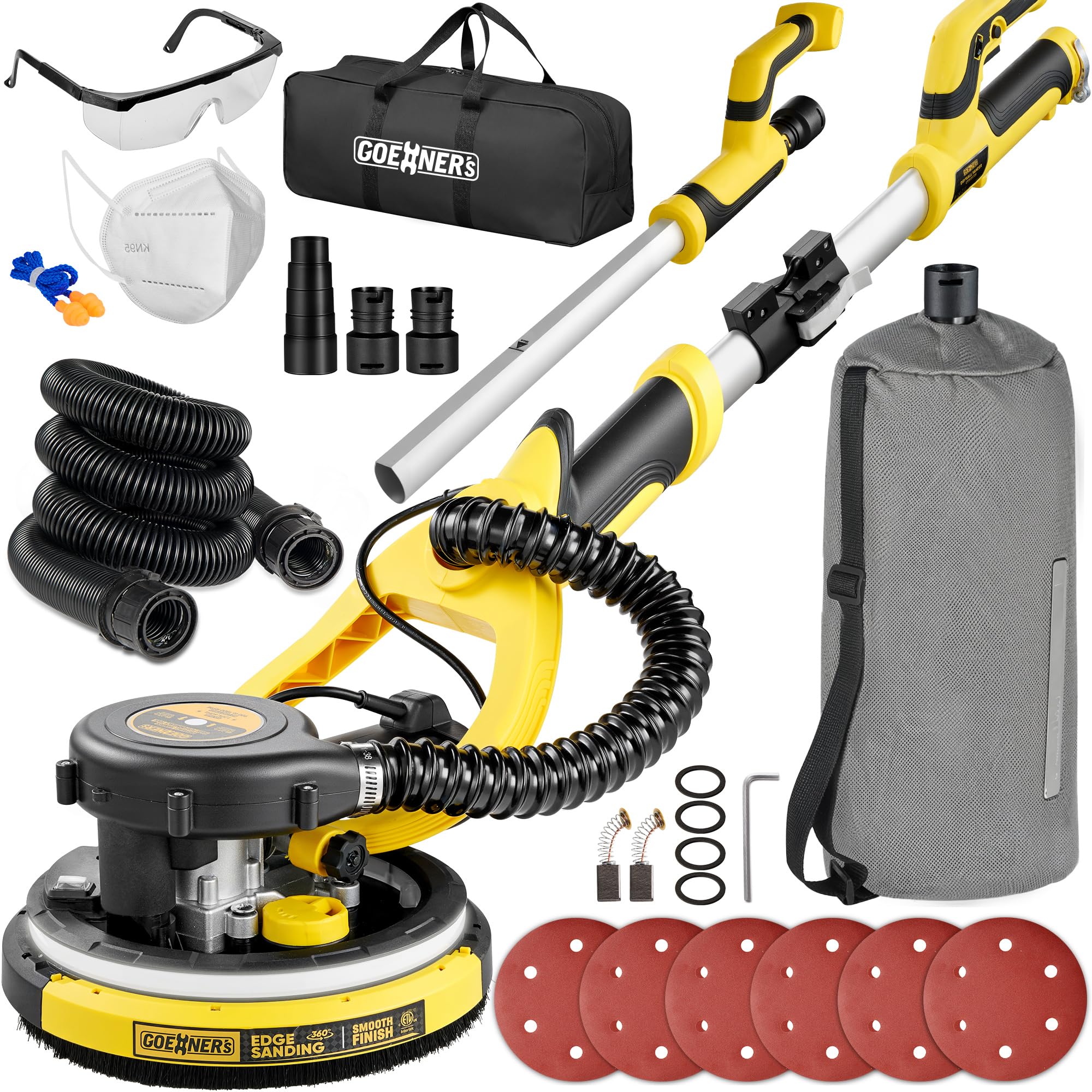 Photo 1 of ***FACTORY SEALED*** Drywall Sander, Electric Drywall Sander with Vacuum, Automatic Dust Removal, 7 Variable Speed, 900-1800RPM, 26’ Power Cord, Labor-Saving Handle and Patented Fixture for Ceiling Sanding, LED Light