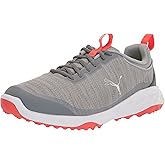 Puma Golf Men's Fusion PRO Extra Wide Golf Shoe, Quarry-Puma Silver-Red Blast, 9.5