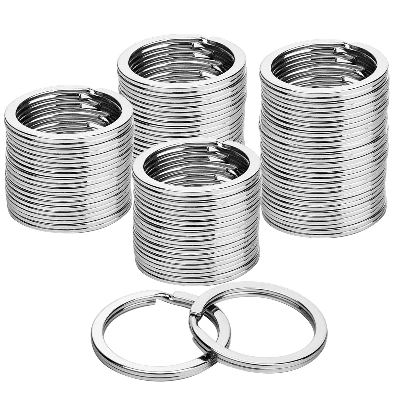 Huanmin Key Ring, Key Rings Stainless Steel, Pack of 100, Key Rings 30 mm Key Rings Set, Key Rings for Key Rings Crafts, Car, Home, Key Accessories