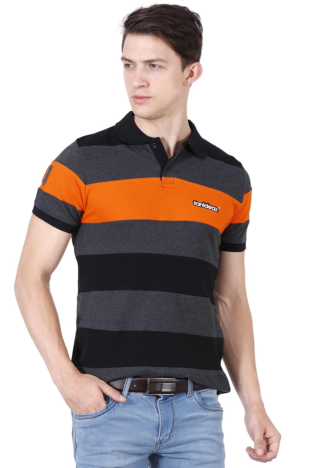 fanideaz men's striped regular fit polo