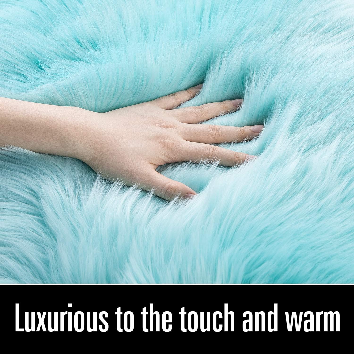 LOCHAS Deluxe Super Soft Fluffy Shaggy Home Decor Faux Sheepskin Rug for Bedroom Floor Sofa Chair, Chair Cover Seat Pad Couch Pad Area Carpet, 2ft x 3ft, Ivory White: Kitchen & Dining