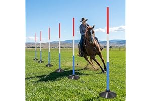 WHELPAW 6FT 6-Pack Pole Bending Kit | Weighted Bases & Carry Bag | 3-Section Adjustable for Horse, Dog, Soccer Drills | Red/W