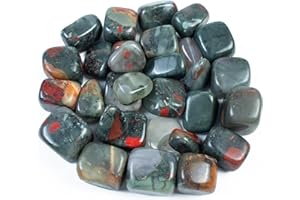 BEZAVO African Bloodstone Tumbled Crystals Bulk Polished Rocks Stones Healing Crystals and Stones for Tumbling Rock Collection Vase Filler Reiki Gemstone Gifts Fountain Tumbles | Size 20-25 mm, 1LB