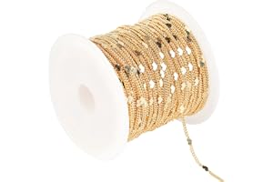 YOUBEIYEE 10 Meters Light Gold Chains for Jewelry Making, 18k Gold Plated Brass Flat Heart Curb Link Chain Women Necklace Bracelet DIY Jewelry Chains Bulk