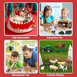 BUYGER Farm Animals Figures Set with Tractor Trailer and Fence Kit view 6