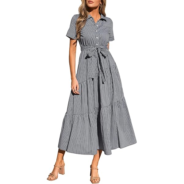 chouyatou Women's Retro Plaid Button Up Maxi Shirt Dress 3/4 Sleeve Gingham  Pocketed Long Dress with Belt (X-Small, Black) at Amazon Women's Clothing  store