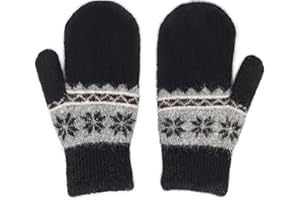 CaySep Winter Warm Knit Mittens Mittens Girls Boys Winter Outdoor Gloves Double Layer for Kids 7-14Year