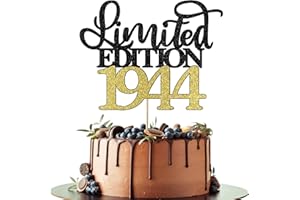 Leetaivie Limited Edition 1944 Cake Topper, Happy 80th Birthday Cake Topper, Men and Women Cheer 80 Years /80 & Fabulous Cake Decoration, Black Gold Glitter 80th Birthday Party Decoration Supplies